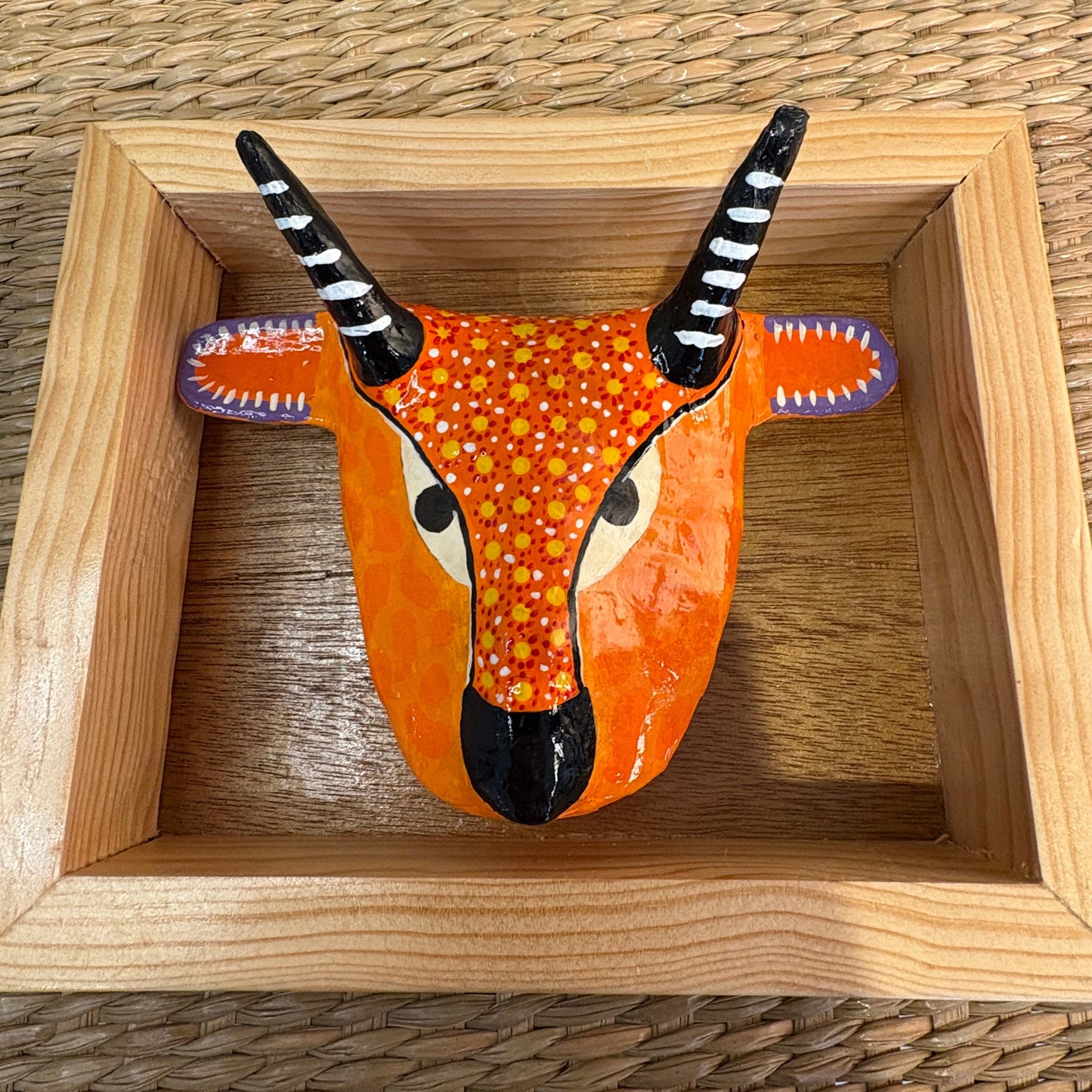 Hand-Painted Paper-Mâché Head Mask - Mexican Folk Art Wall Decor