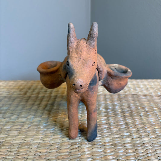 Donkey candle holder. handmade with clay from Zipiajo-Michoacan.