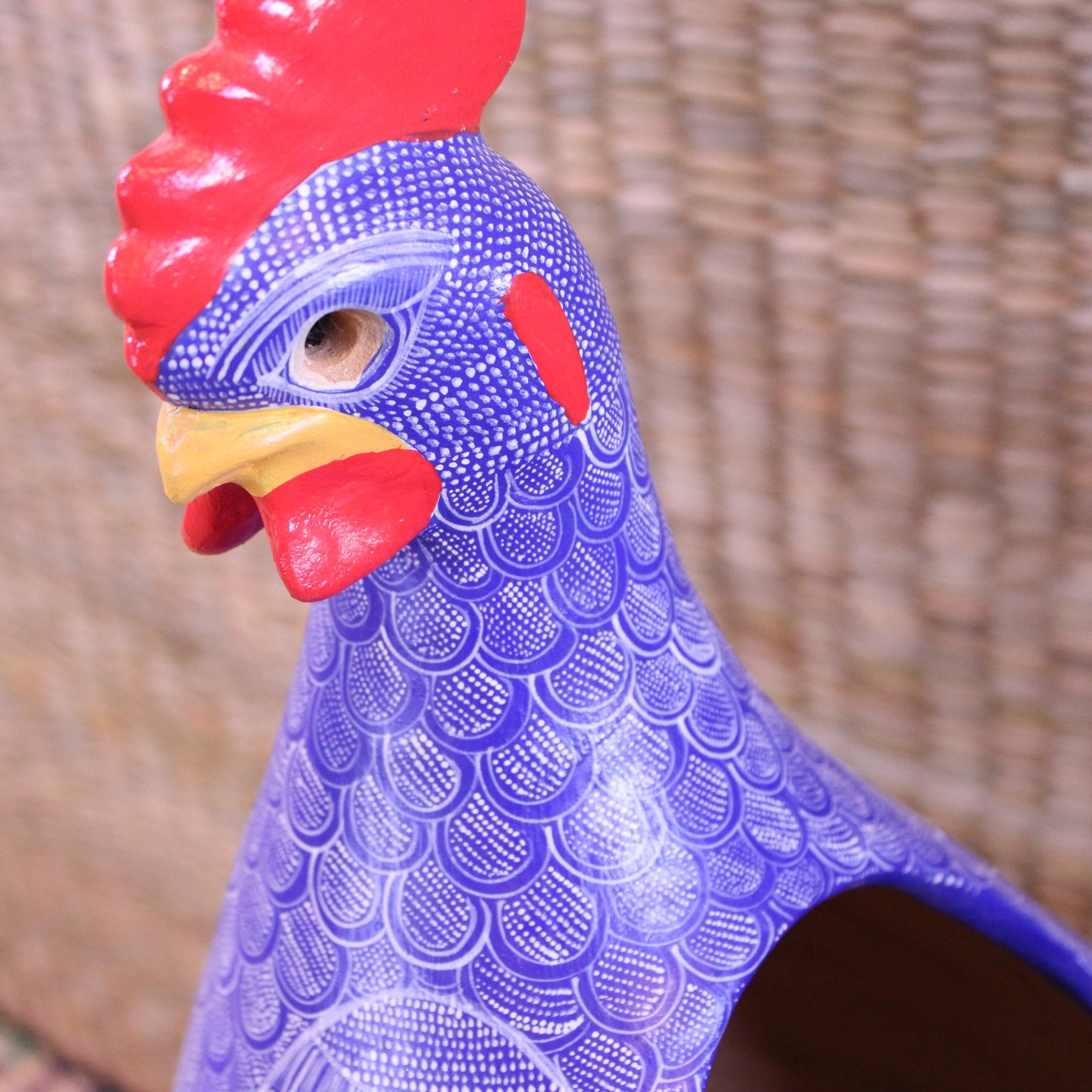 Medium decorative hen pot, hand paited in purple