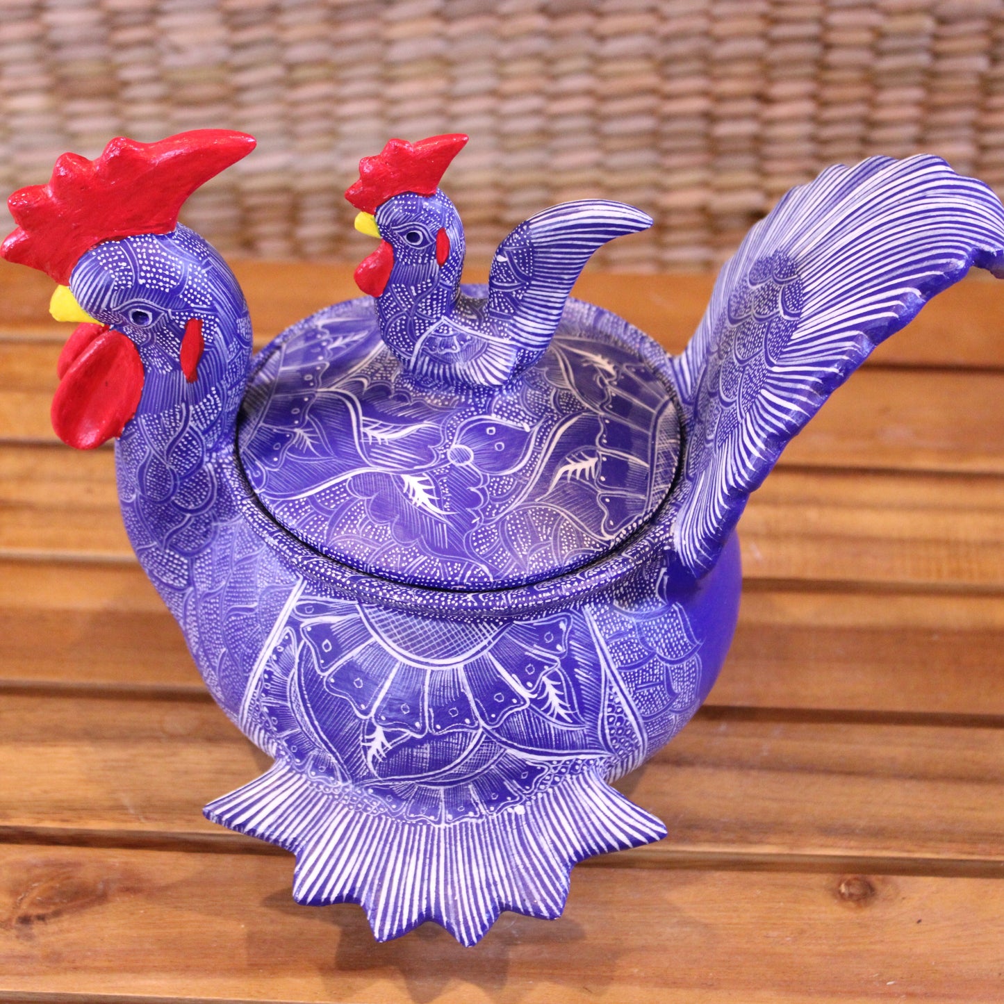 Hand-Painted Sugar Bowl with Lid - Purple | Mexican Folk Art Pottery