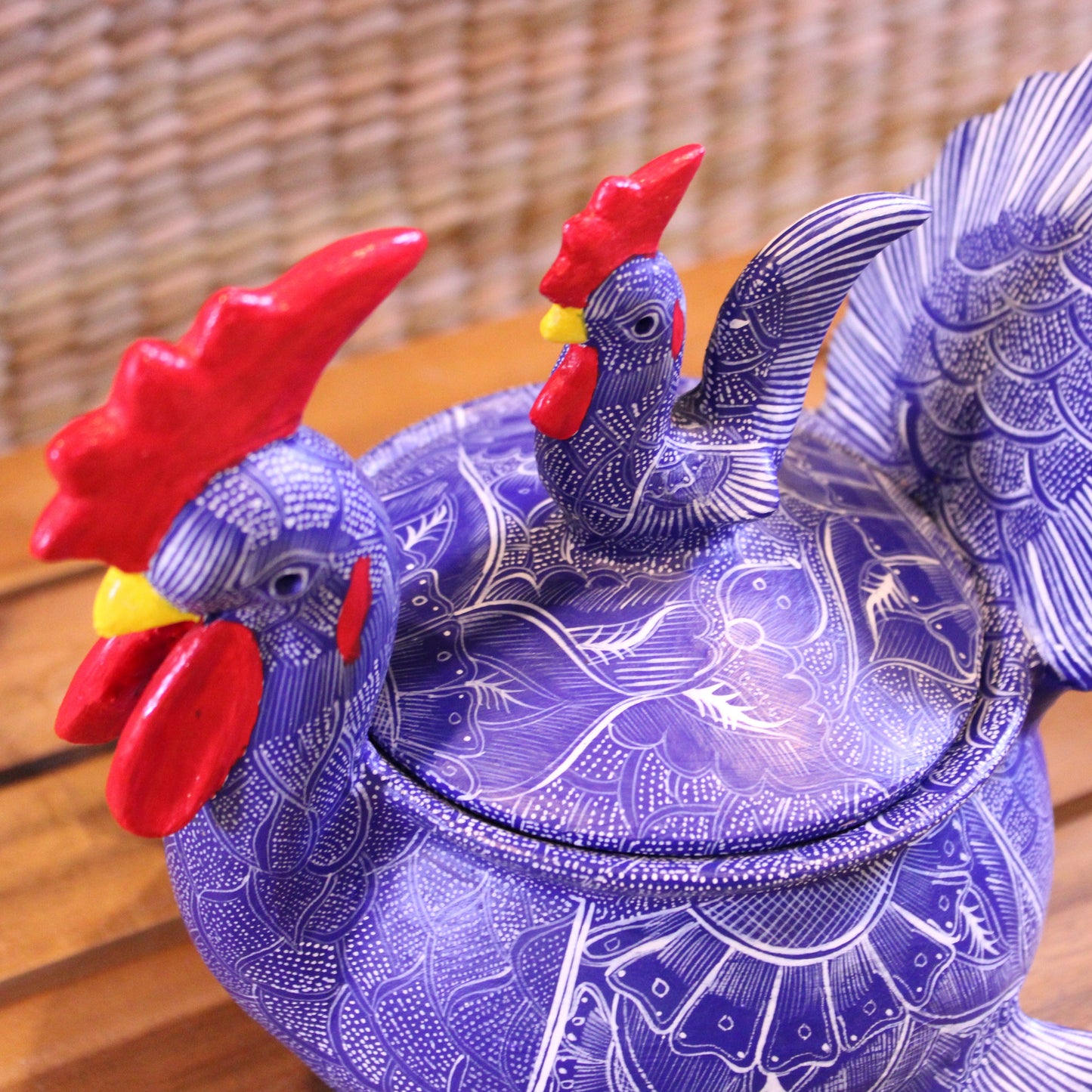 Hand-Painted Sugar Bowl with Lid - Purple | Mexican Folk Art Pottery