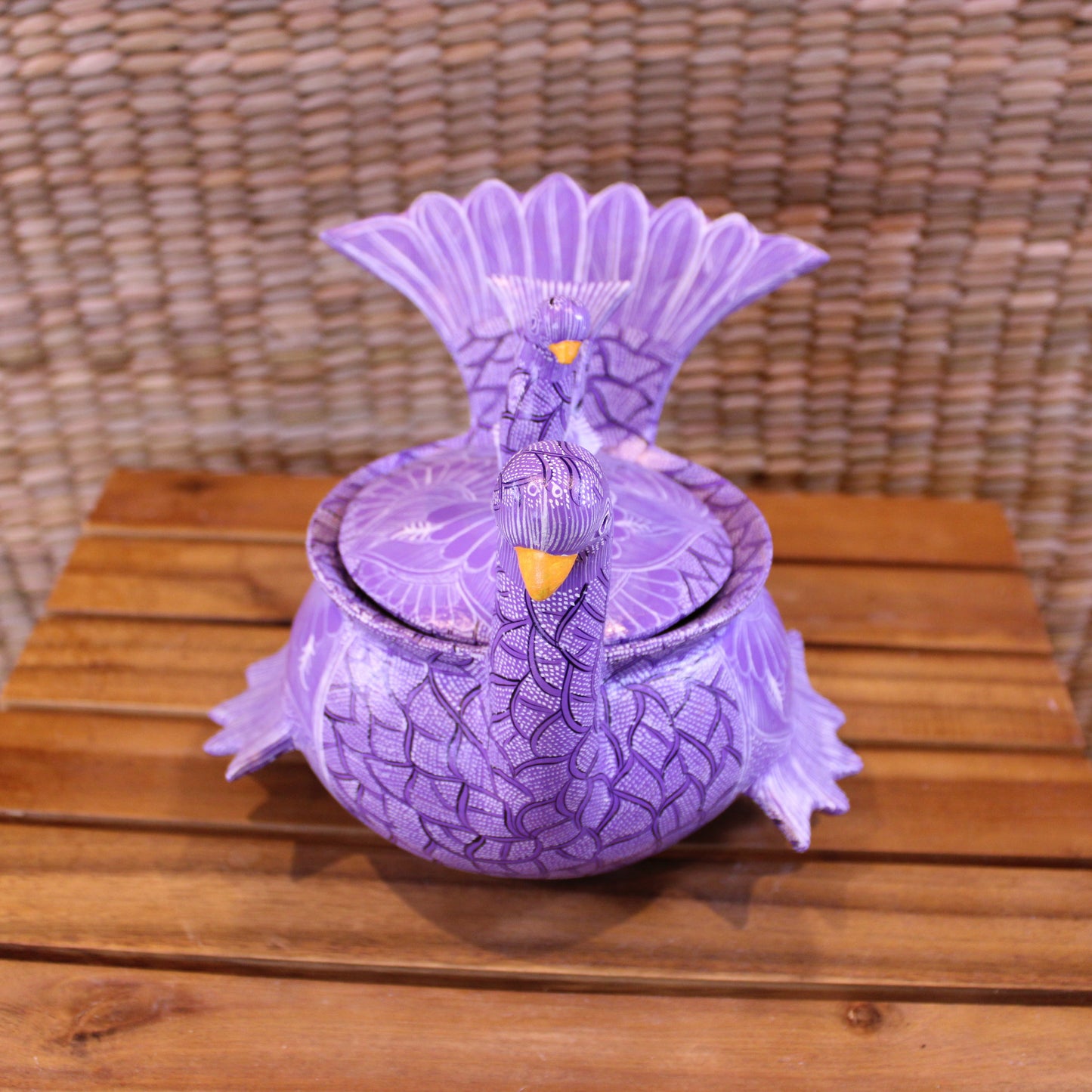 Hand-Painted Sugar Bowl - Purple | Mexican Folk Art Pottery