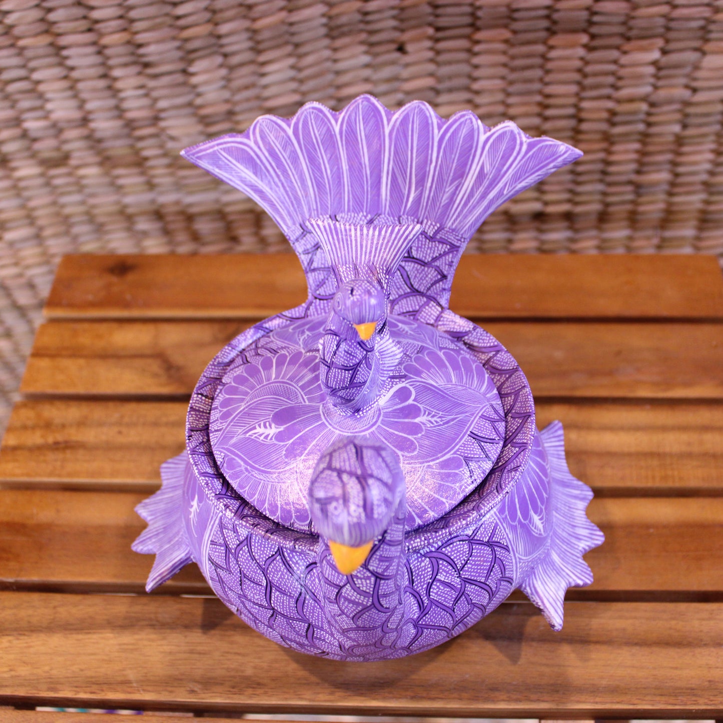 Hand-Painted Sugar Bowl - Purple | Mexican Folk Art Pottery