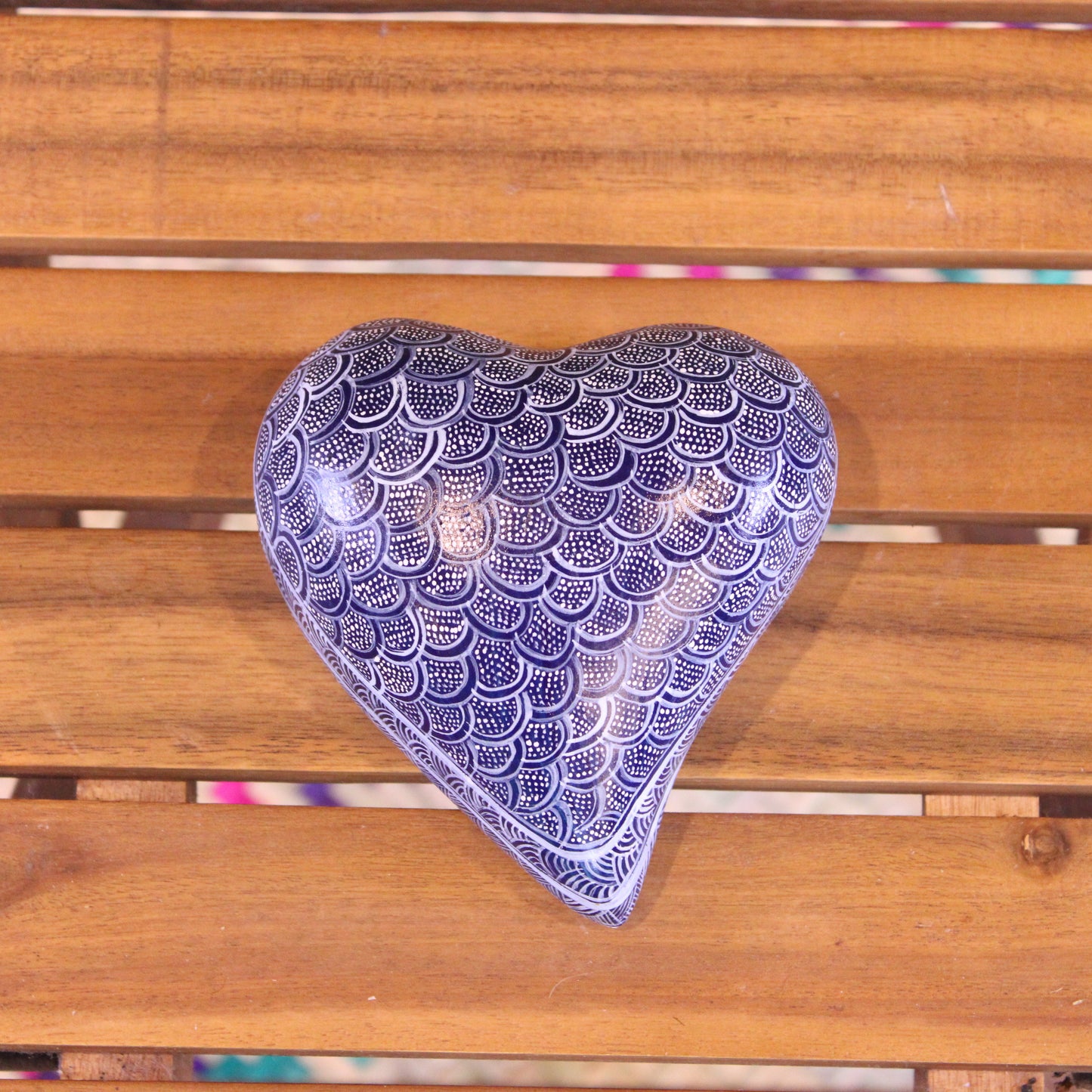 Medium hand painted blue heart