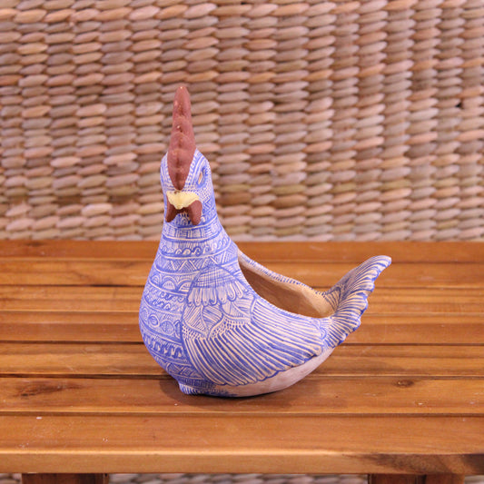 Medium rooster hand painted in color blue