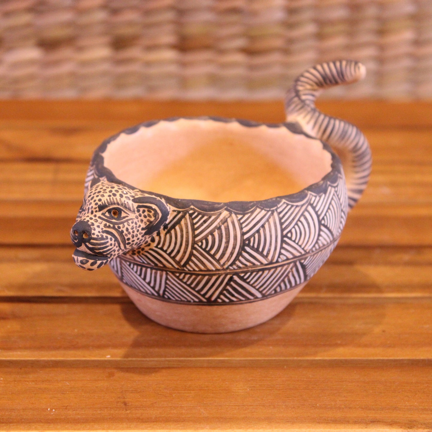 Hand painted jaguar cup