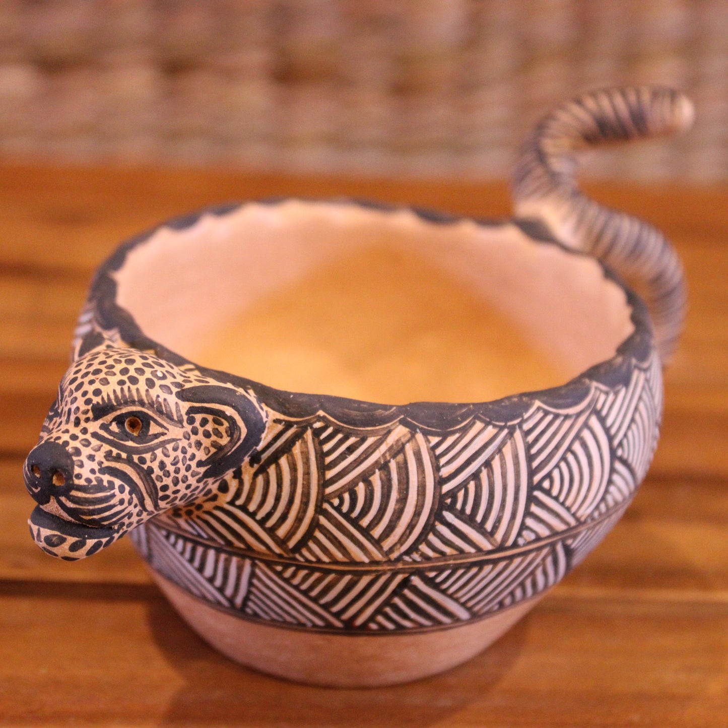 Hand painted jaguar cup
