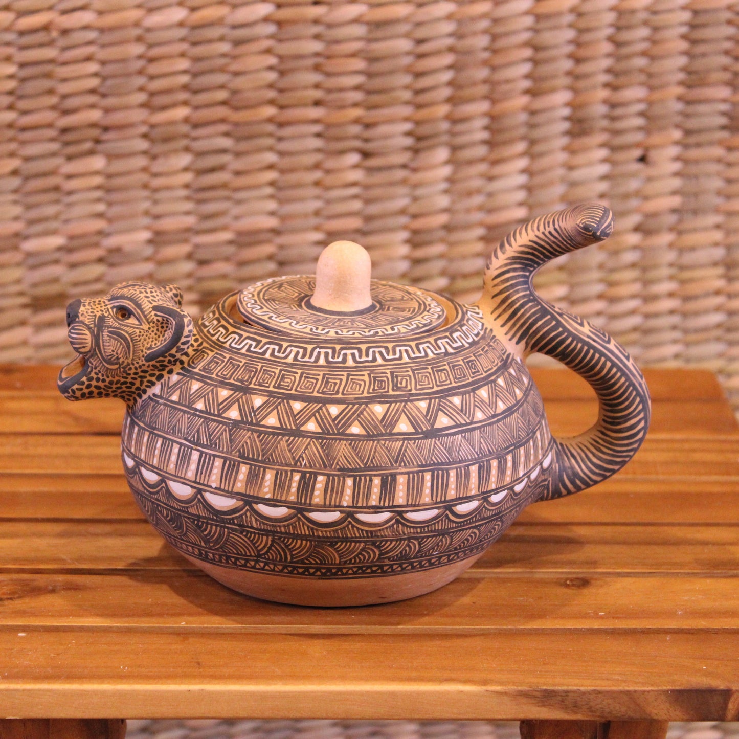 Hand painted jaguar sugar bowl