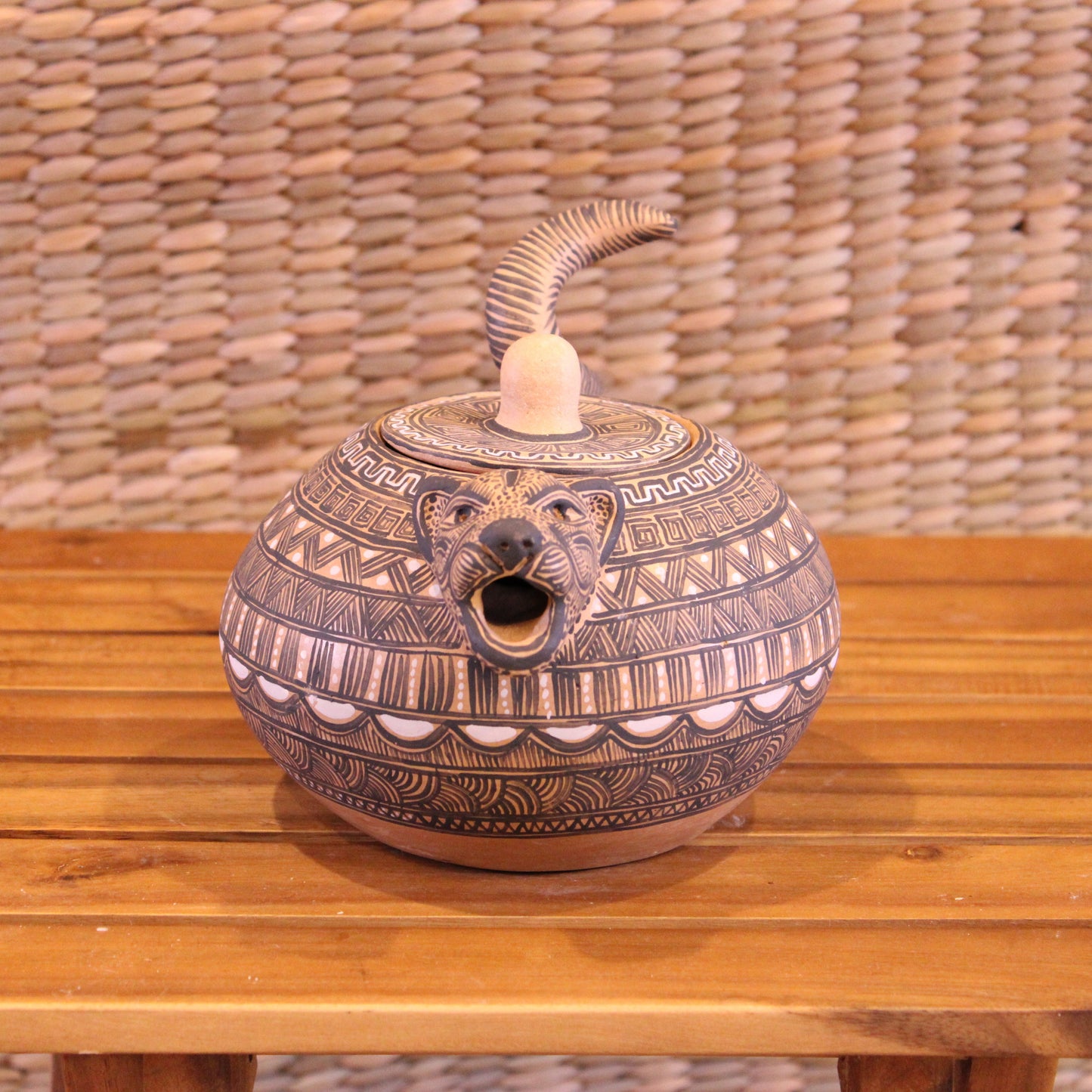 Hand painted jaguar sugar bowl