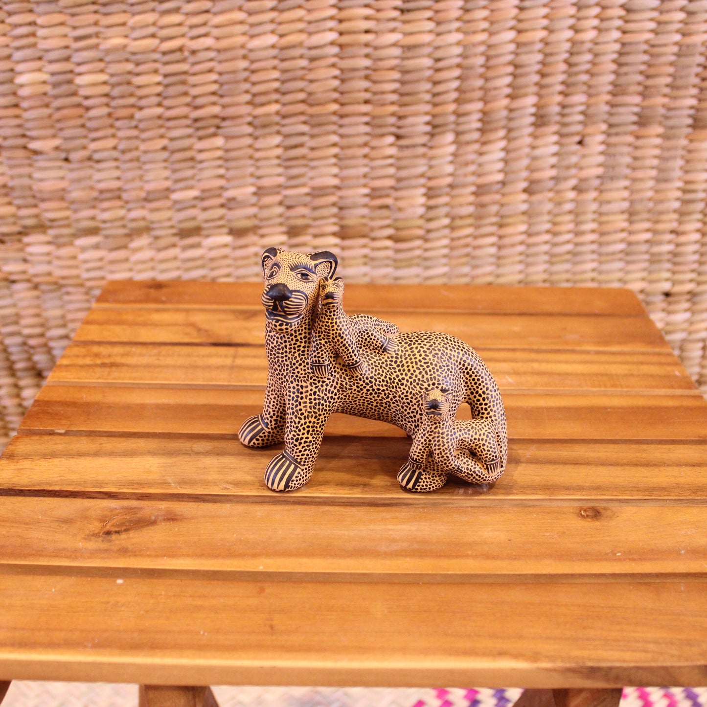Jaguar mom with 2 cubs hand painted