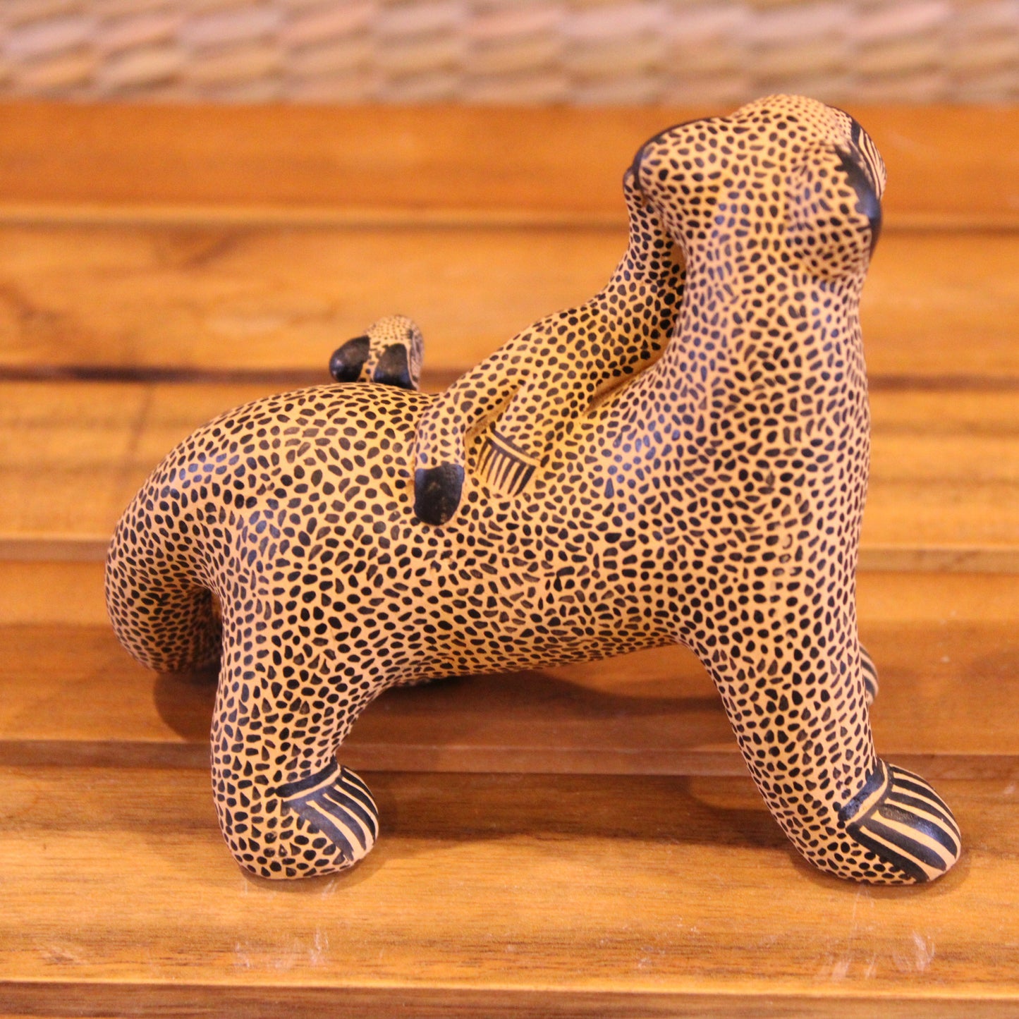 Jaguar mom with 2 cubs hand painted