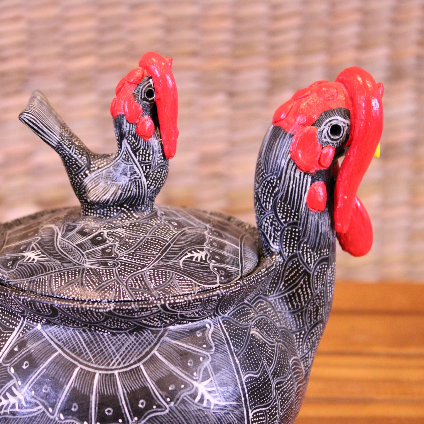Beautiful Turkey Sugar Bowl Hand Painted In Black