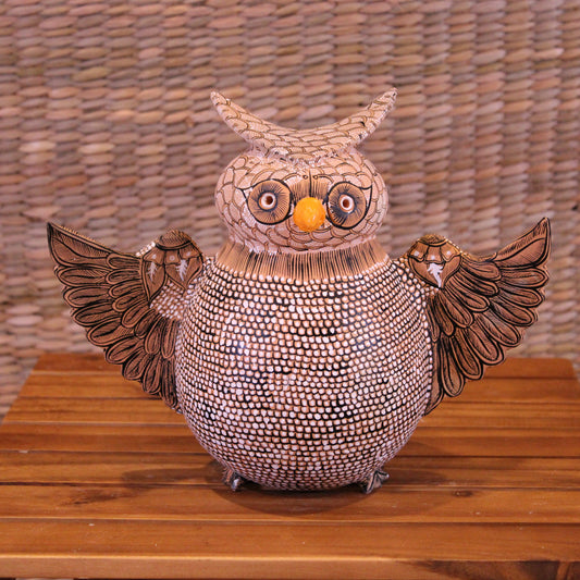 Decorative Owl Hand Painted In Black