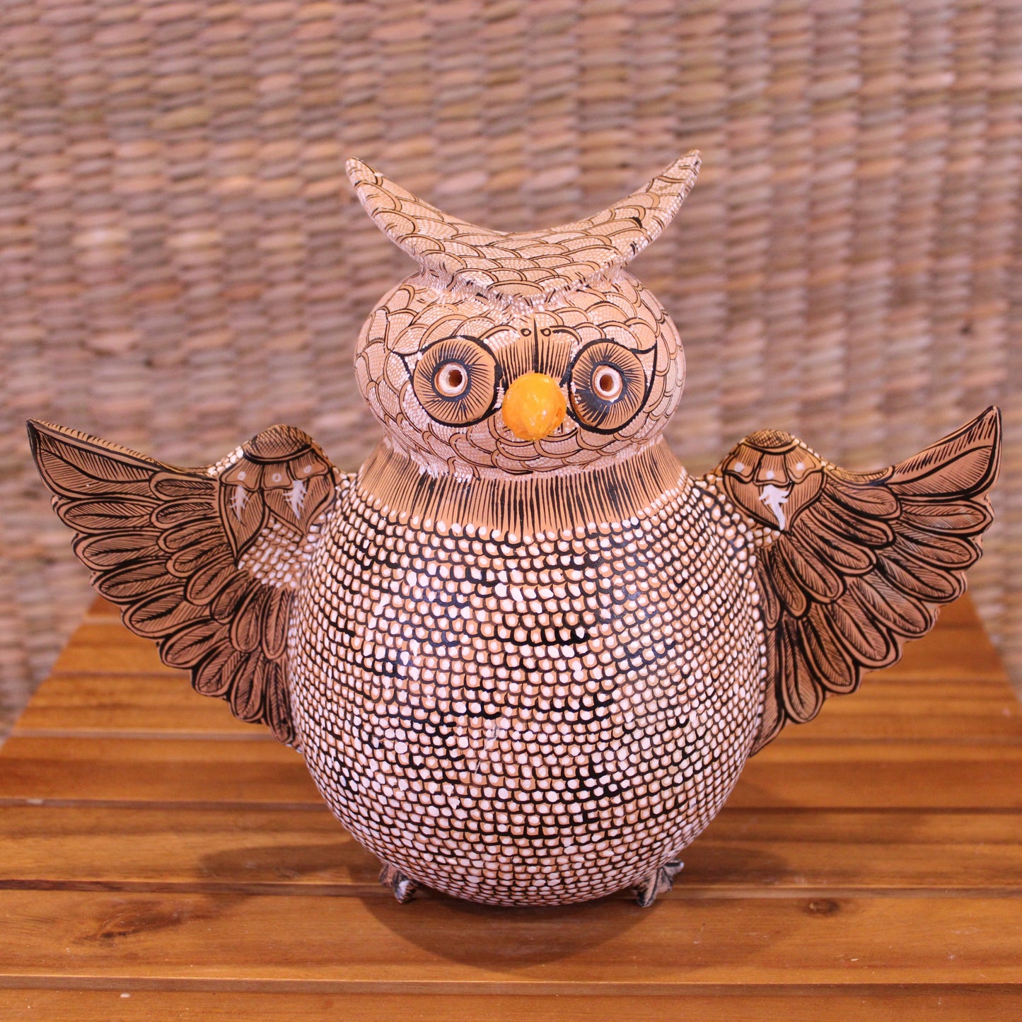 Decorative Owl Hand Painted In Black