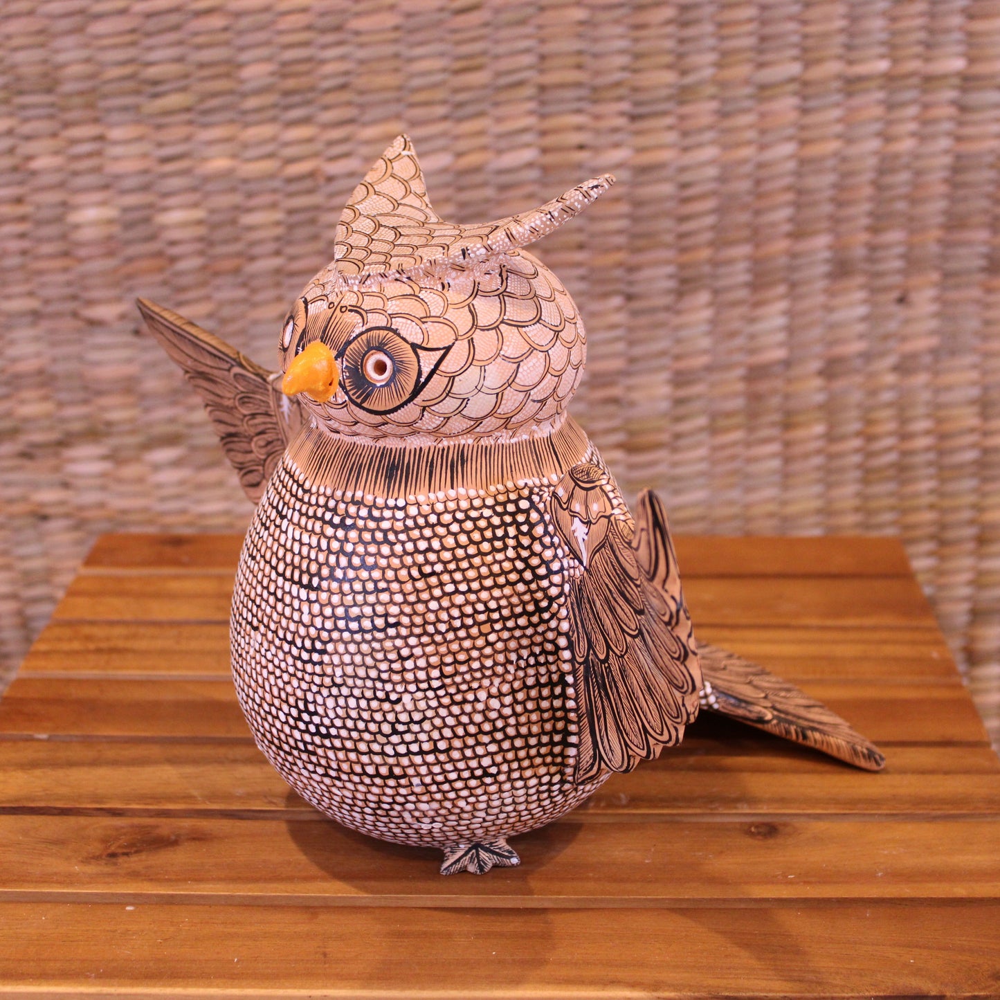 Decorative Owl Hand Painted In Black