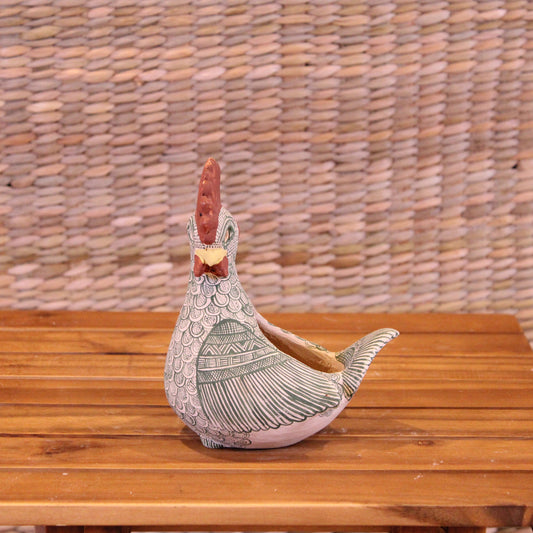 Medium Rooster Pot Green