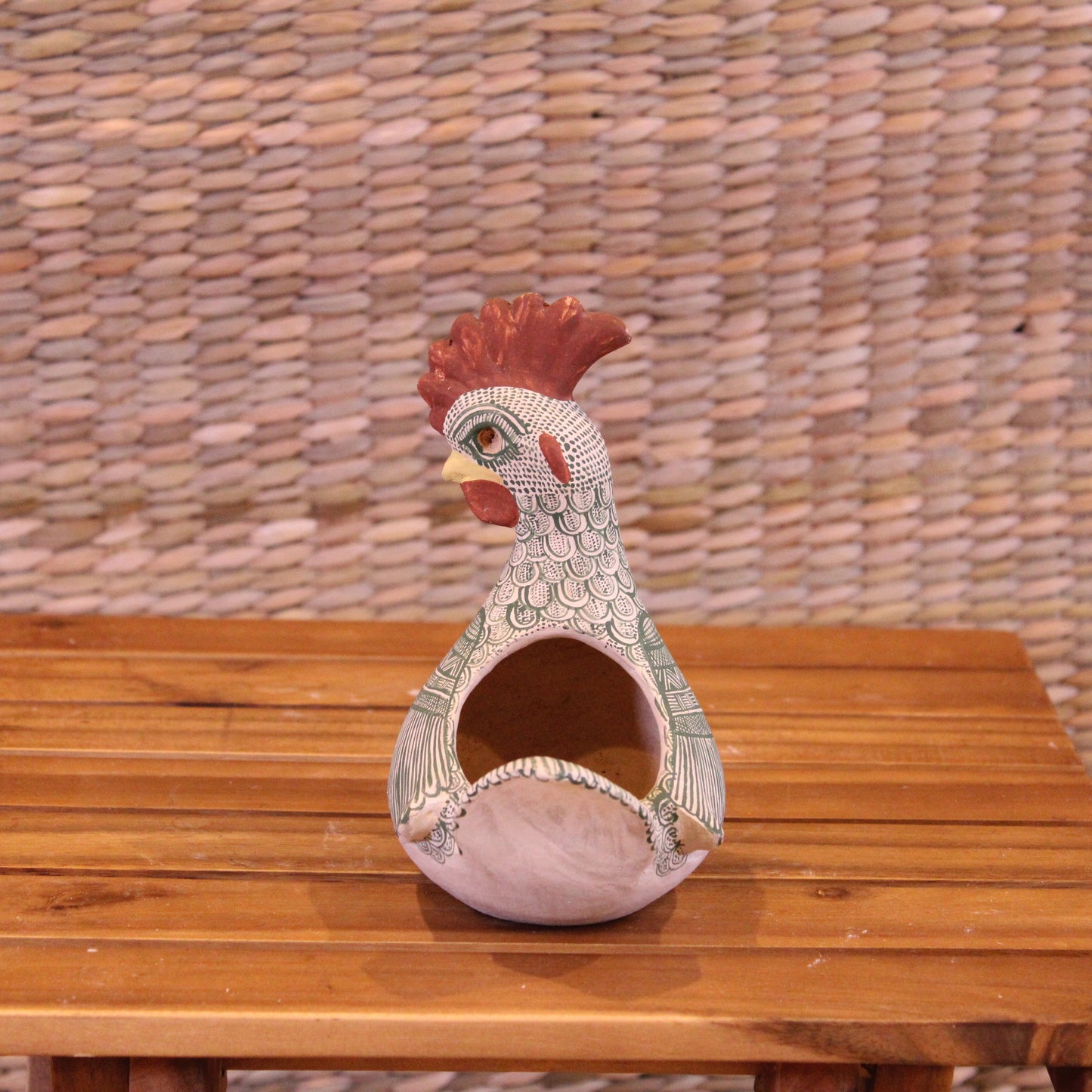 Medium Rooster Pot Green