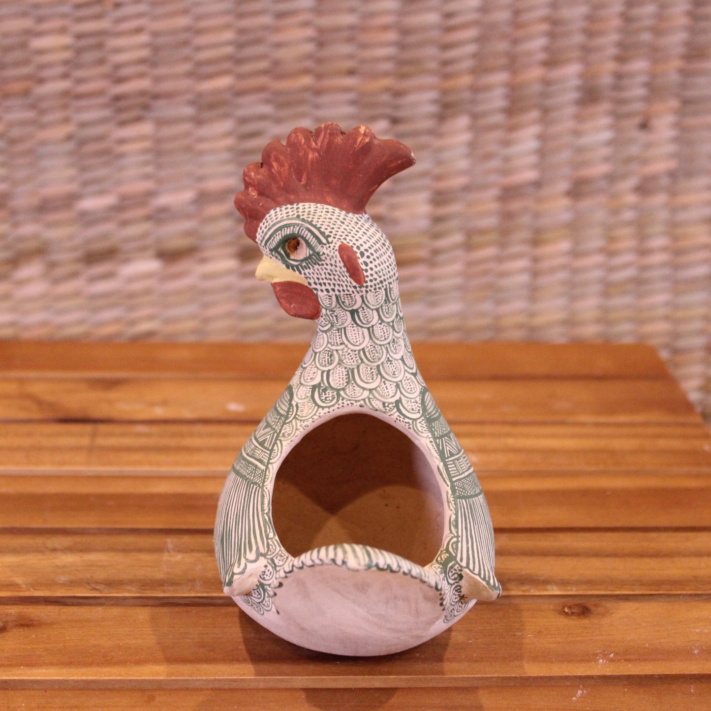 Medium Rooster Pot Green