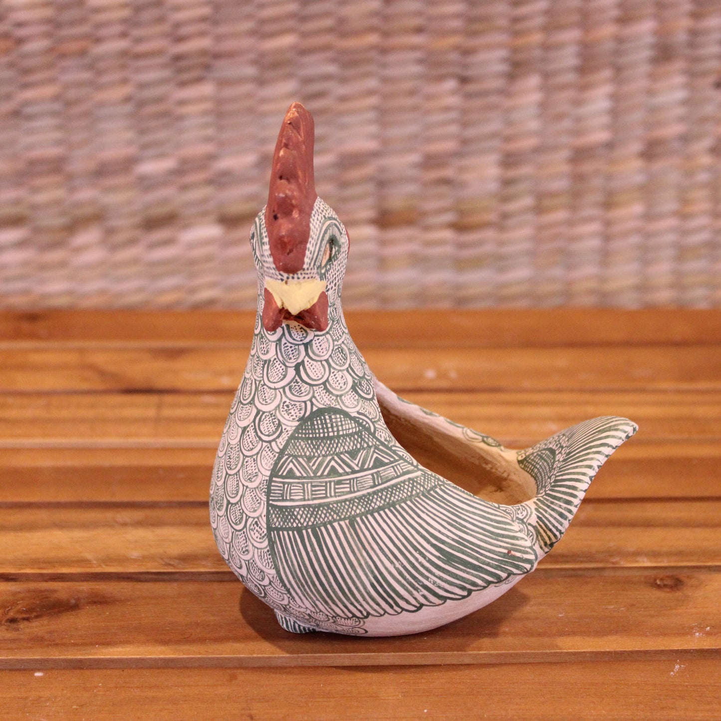 Medium Rooster Pot Green
