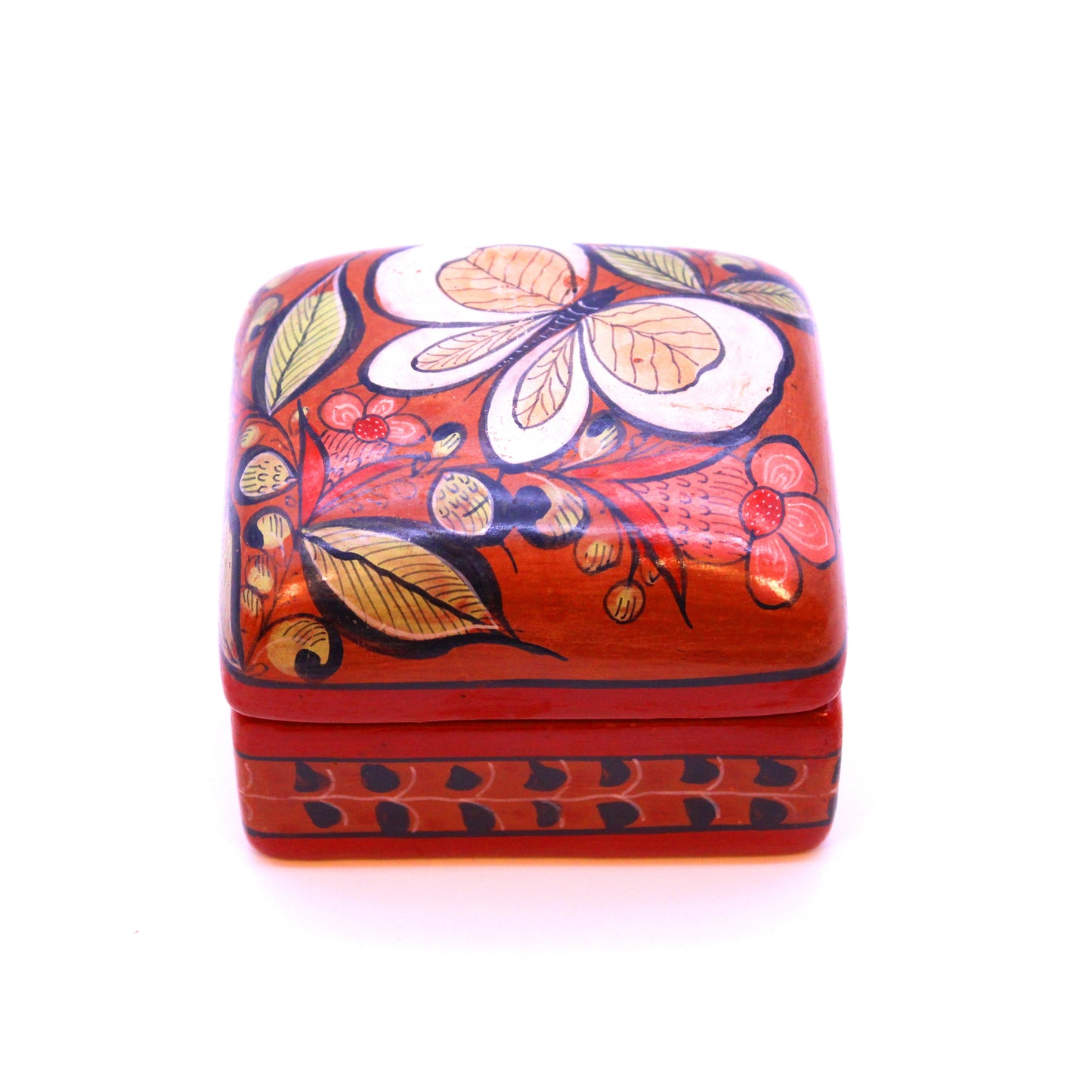 Hand-Painted Burnished Clay Medium Box - Various Colors | Mexican Folk Art Ceramic