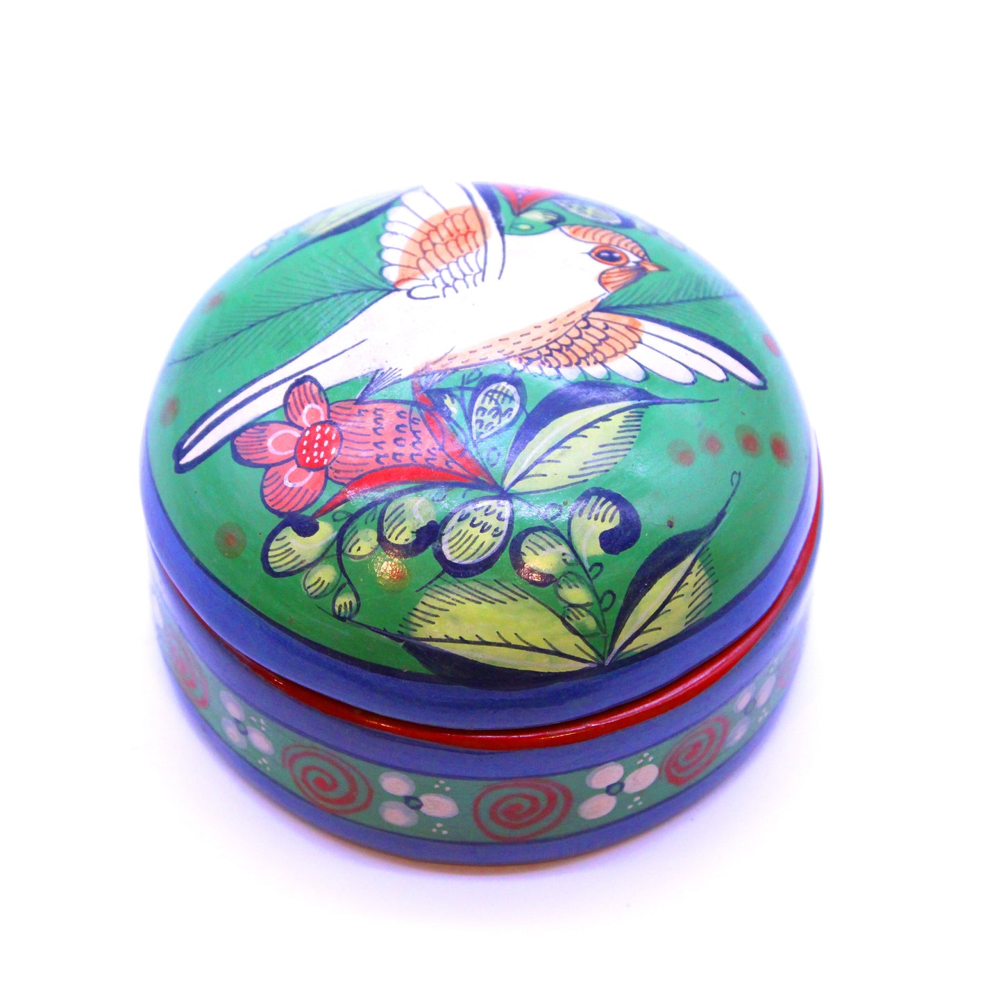 Hand-Painted Burnished Clay Box - Multicolor | Mexican Folk Art Ceramic