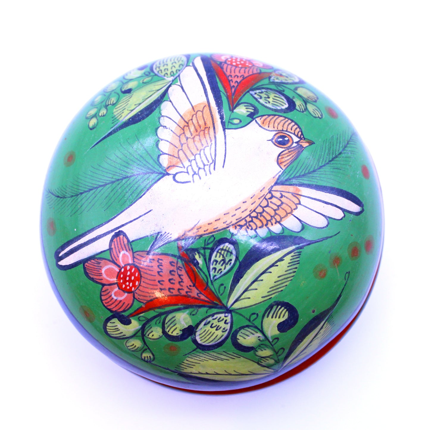 Hand-Painted Burnished Clay Box - Multicolor | Mexican Folk Art Ceramic