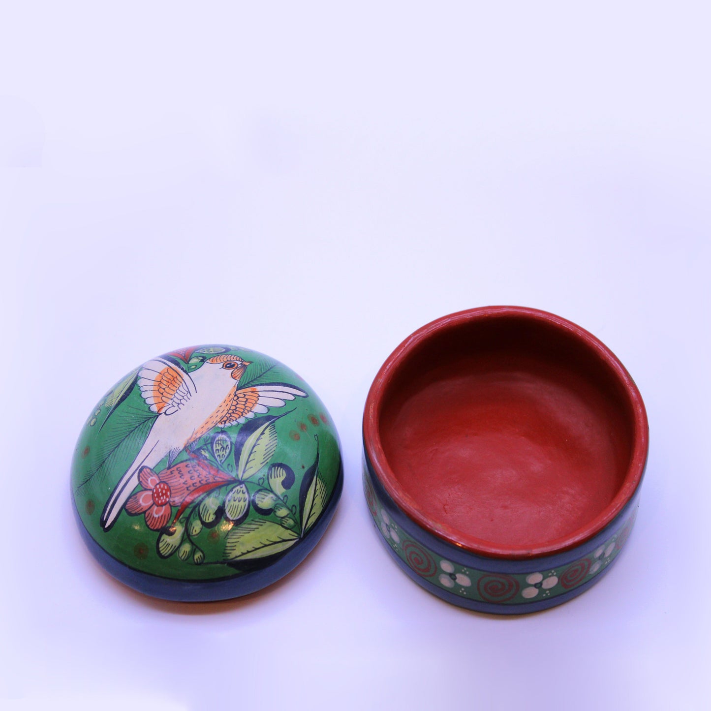 Hand-Painted Burnished Clay Box - Multicolor | Mexican Folk Art Ceramic