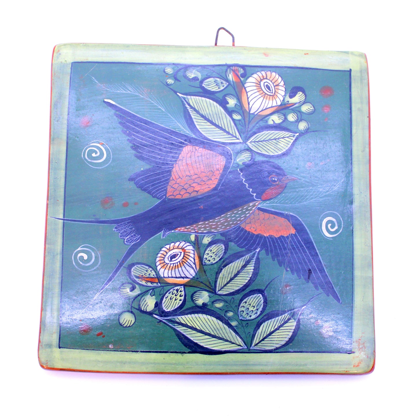 Hand-Painted Burnished Clay Mosaic - Cool Tones | Mexican Folk Art Ceramic