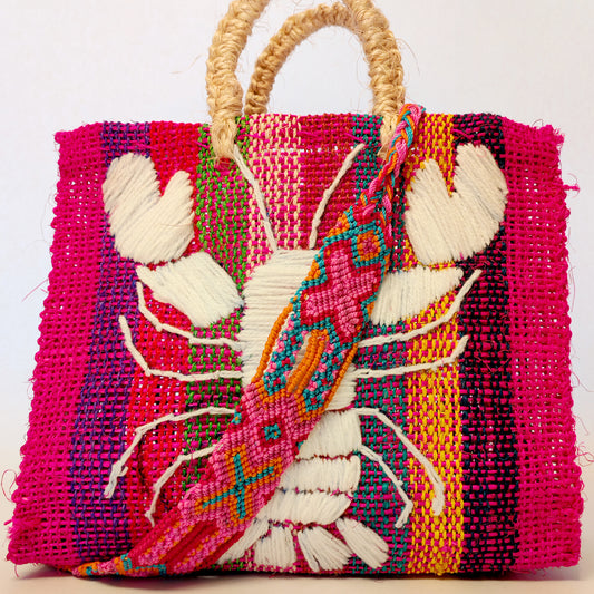 Handwoven Jute Handbag - Vibrant Mexican Artisan Tote Bag