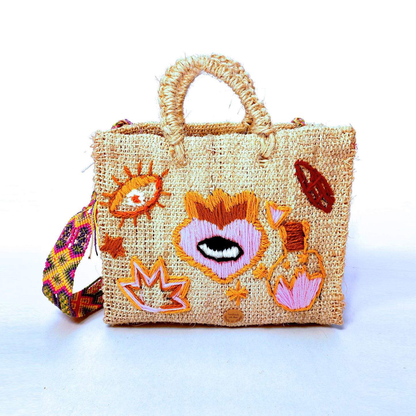 Handwoven jute handbag - traditional Mexican artisan tote bag
