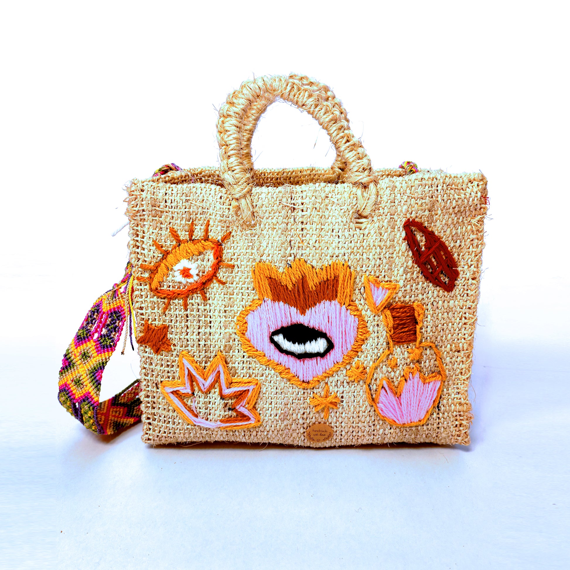 Handwoven jute handbag - traditional Mexican artisan tote bag