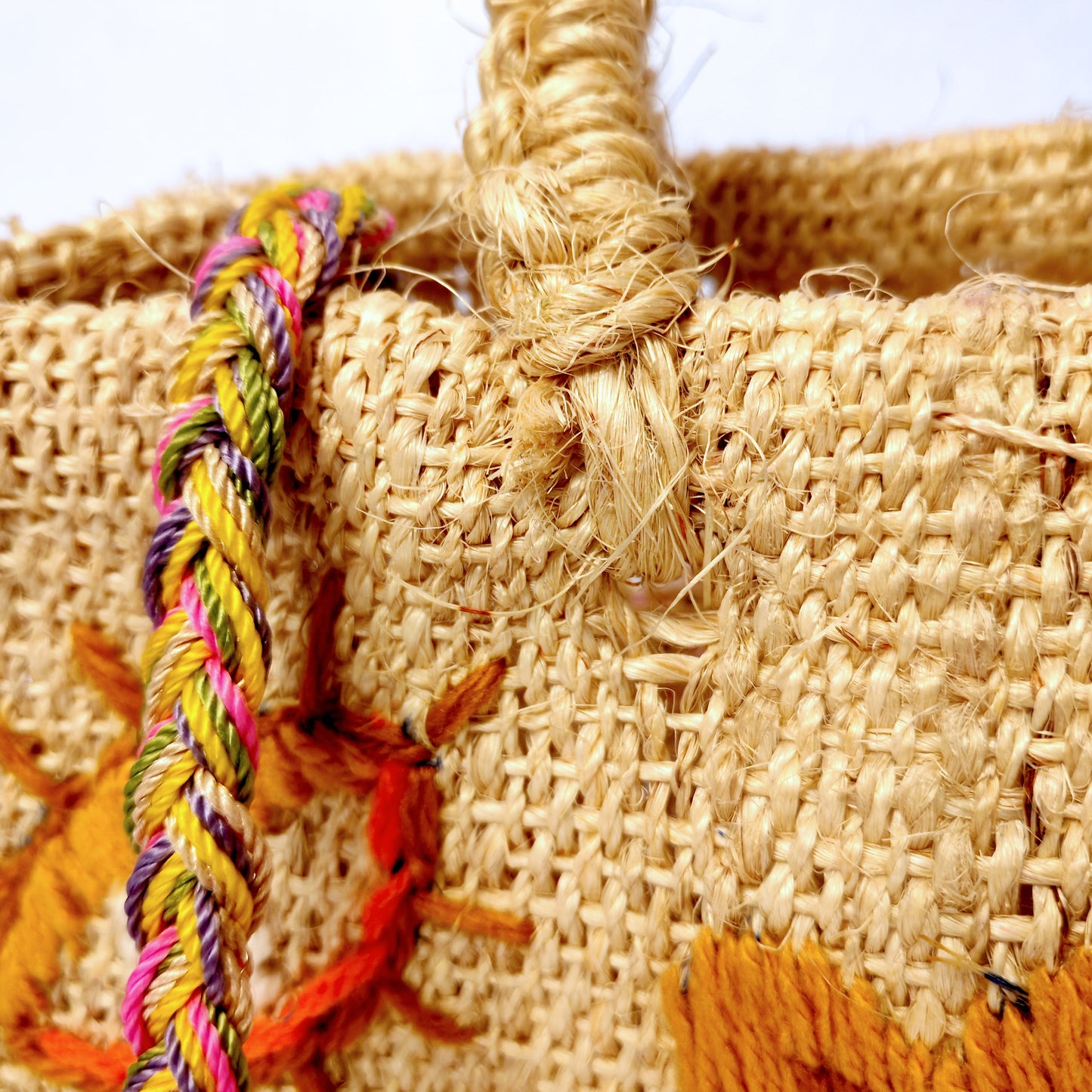 Handwoven jute handbag close-up - eco-friendly Mexican artisan bag