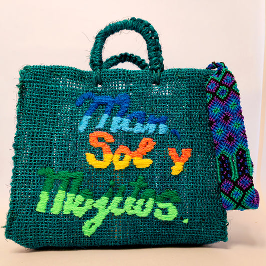 Handwoven Jute Handbag - Multicolor Mexican Artisan Tote Bag