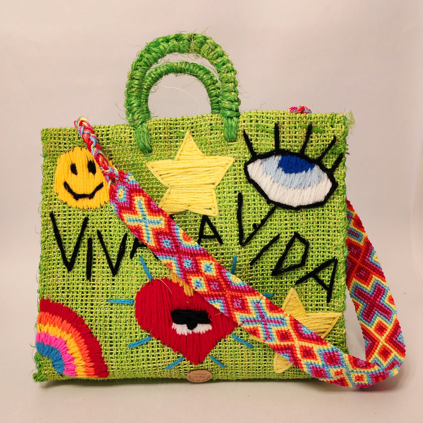 Handwoven jute handbag rustic - Mexican artisan tote bag
