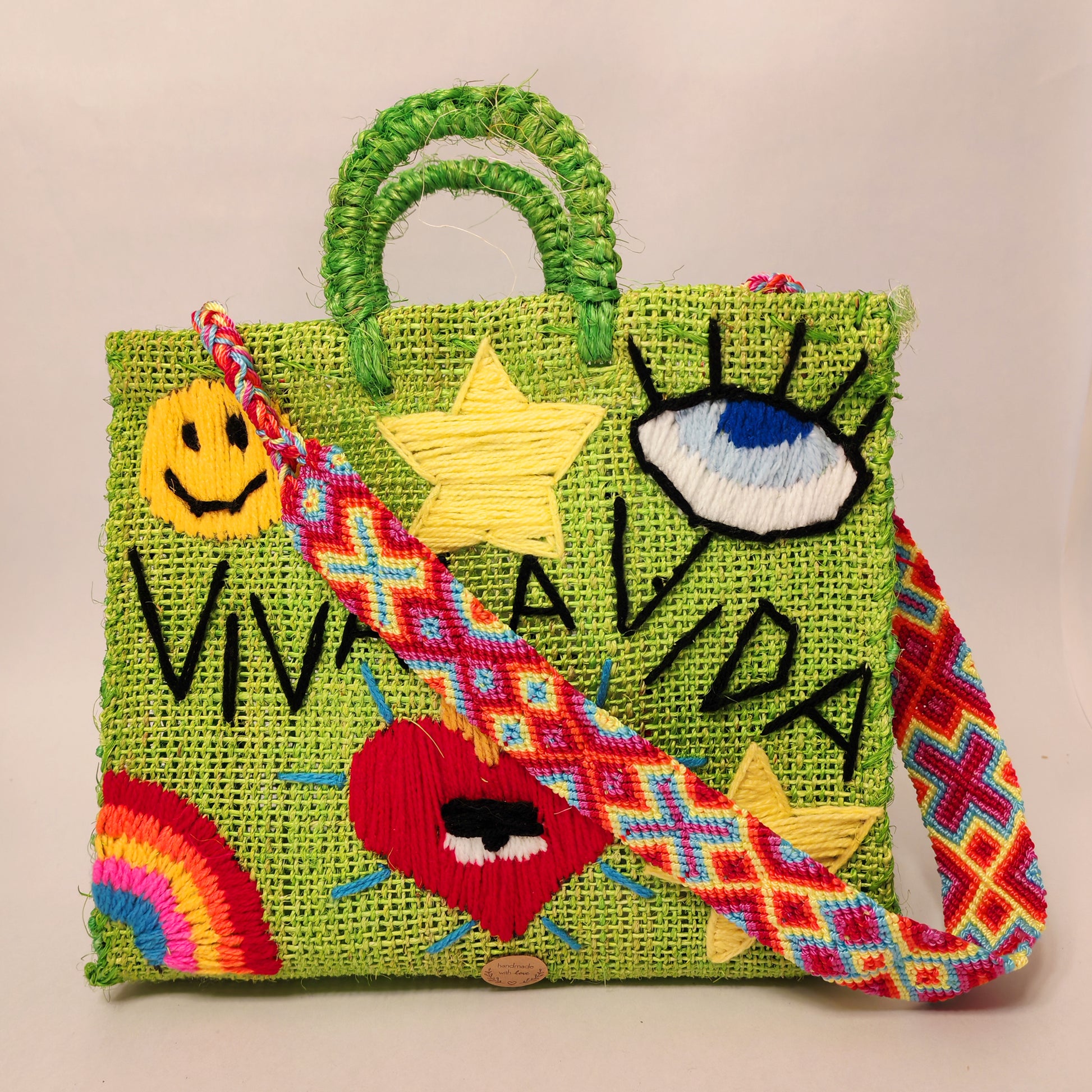 Handwoven jute handbag rustic - Mexican artisan tote bag