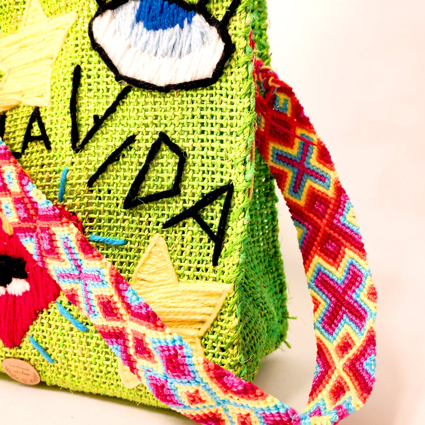 Rustic jute handbag texture - authentic Mexican artisan tote