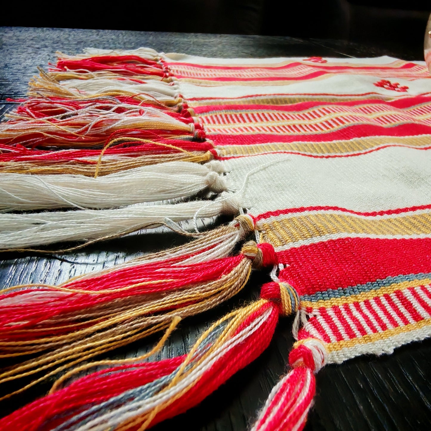 Mexican artisan napkin texture - handwoven traditional textile for table
