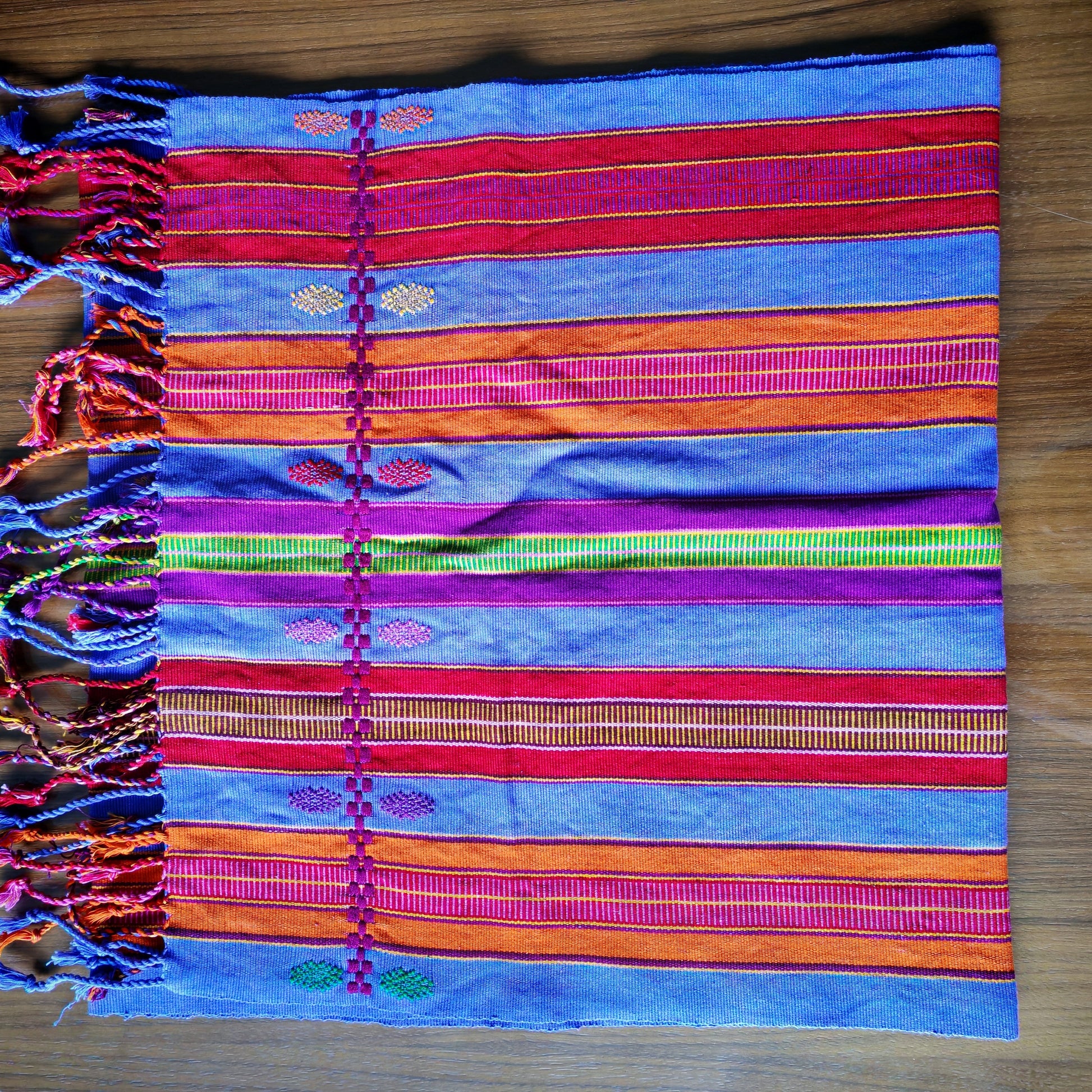 Traditional table runner close-up - handwoven Mexican textile art