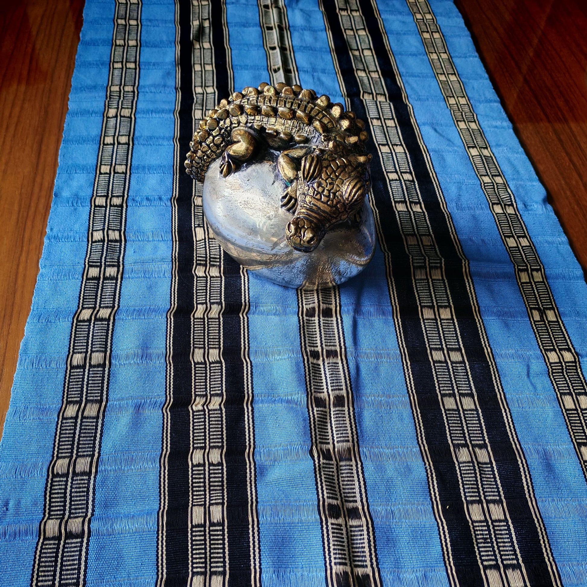 Handwoven table runner with traditional Mexican design - colorful textile decor