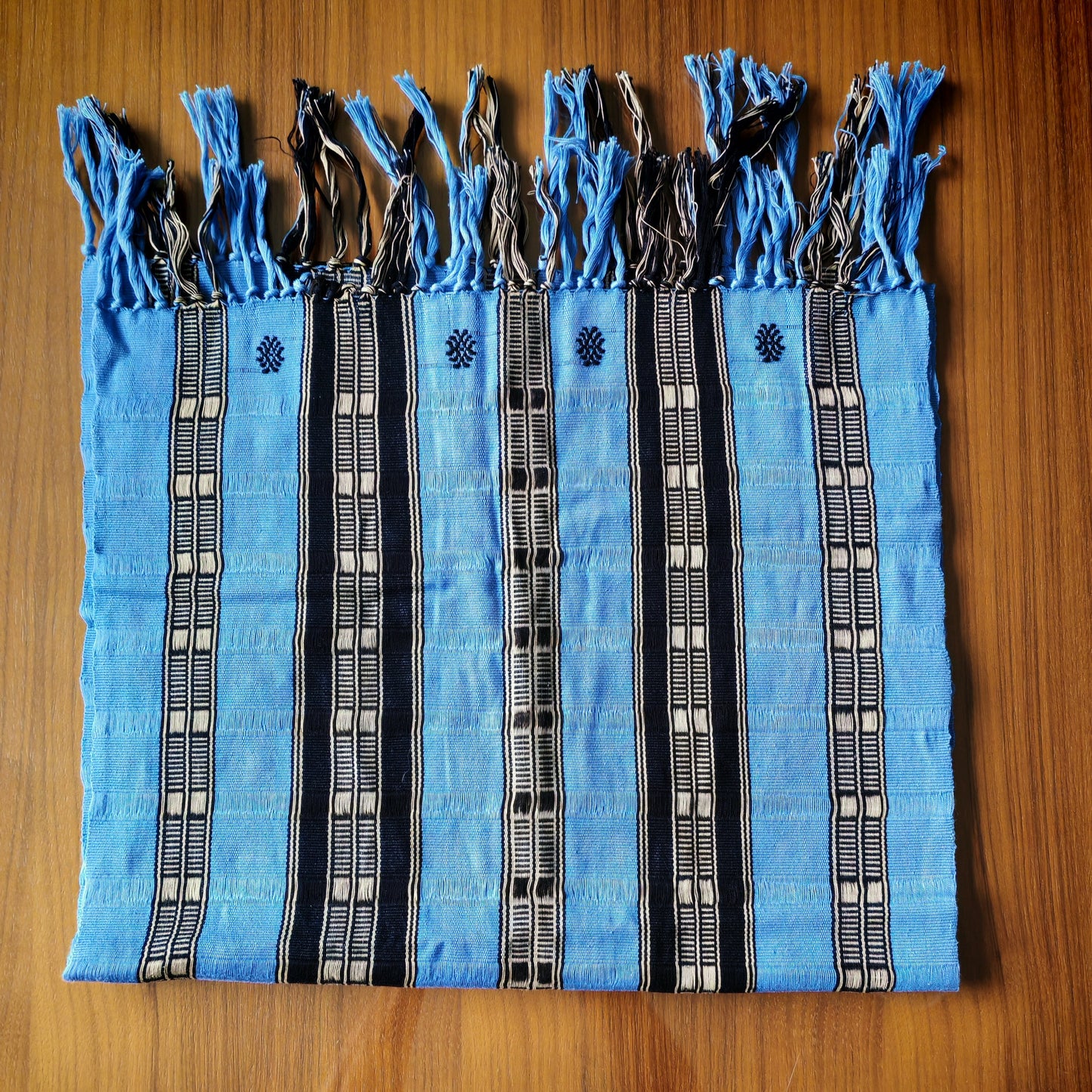 Colorful Mexican table runner close-up - handwoven artisan home decor