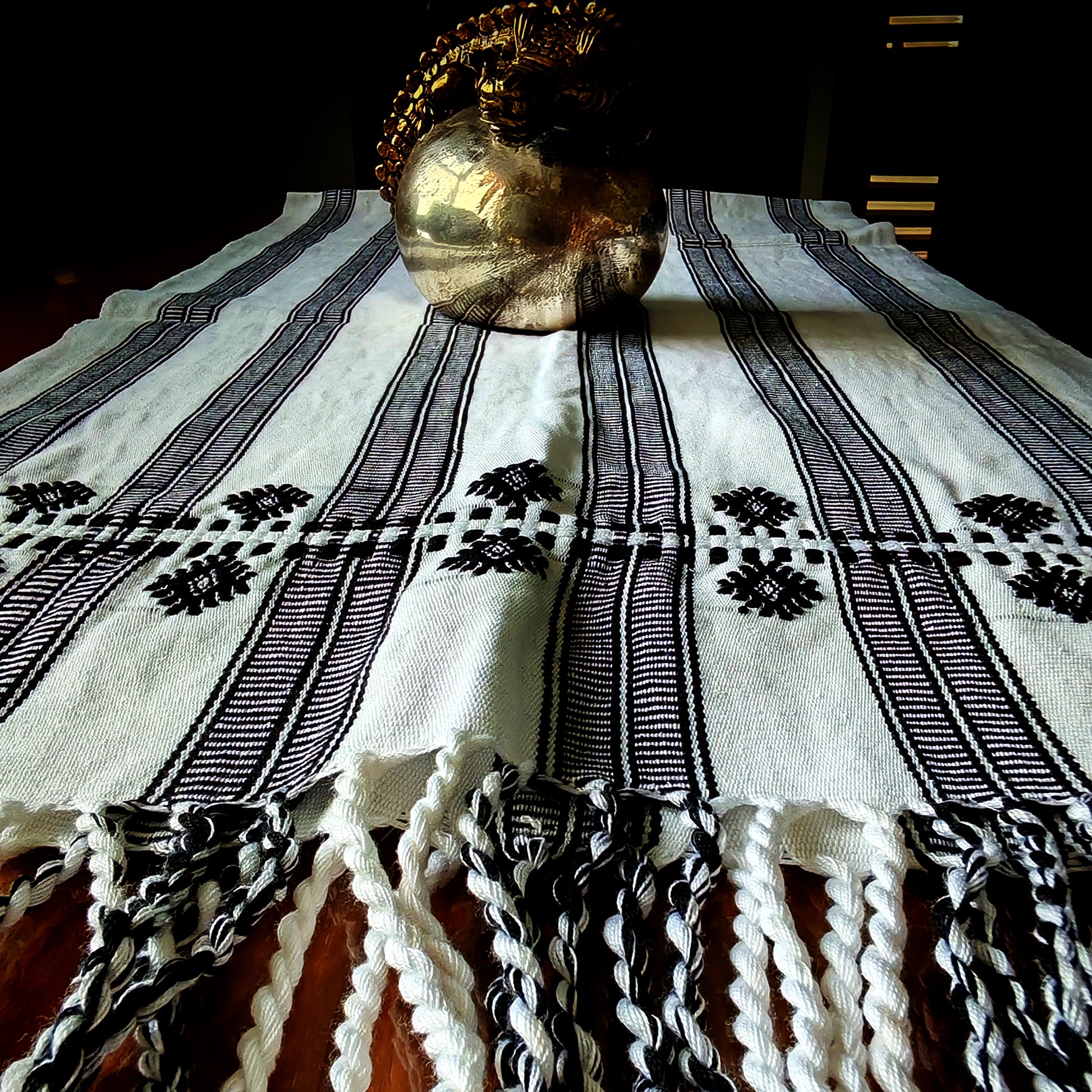 Mexican artisan table runner detail - handwoven colorful design