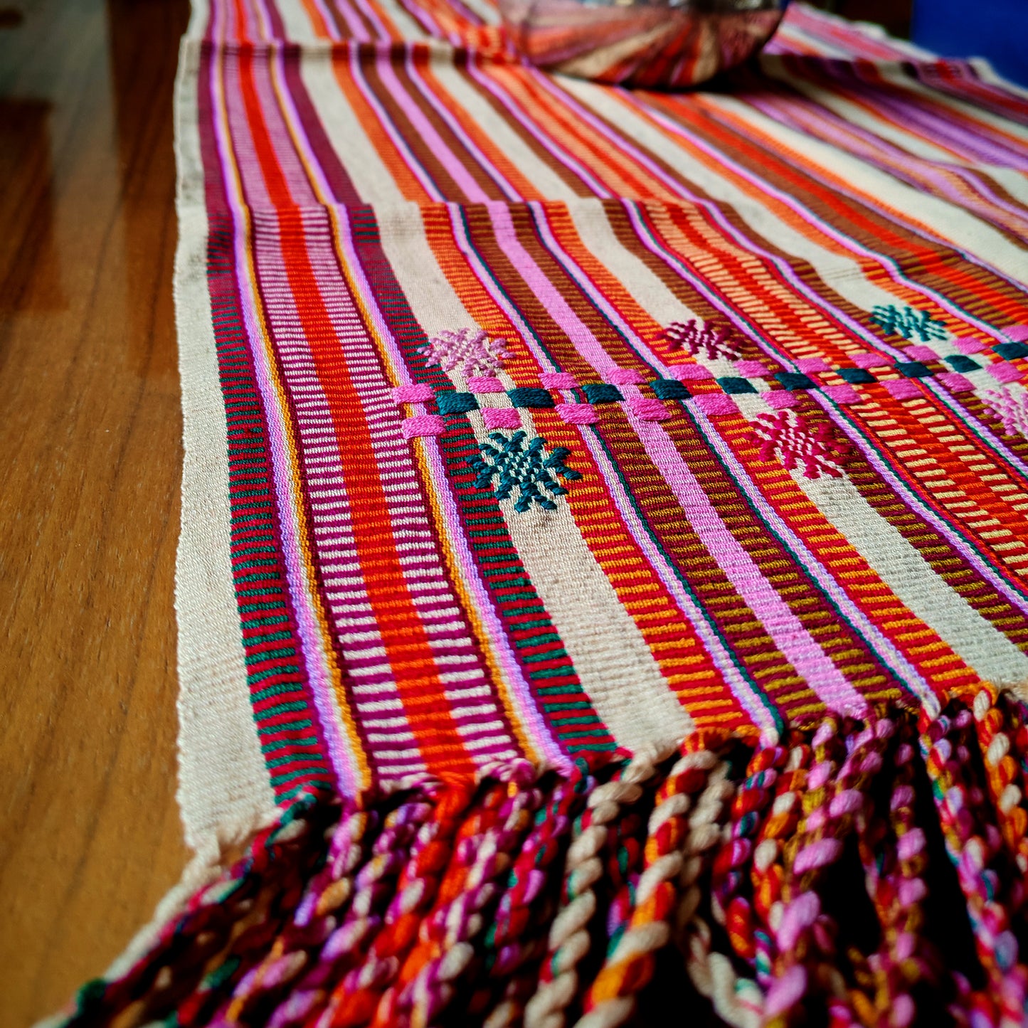 Traditional table runner pattern - handwoven Mexican home textile