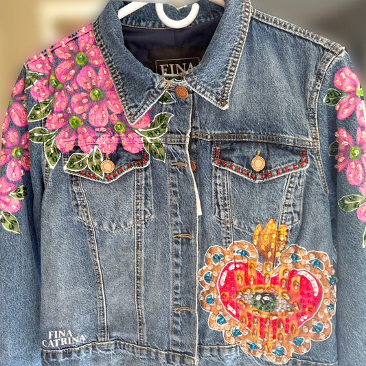 Denim Jacket . Hearts/Eyes