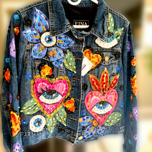 Denim Jacket Eye/Hearts