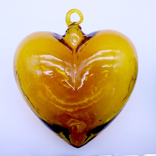Jumbo blown glass heart yellow  | Mexican Artisan
