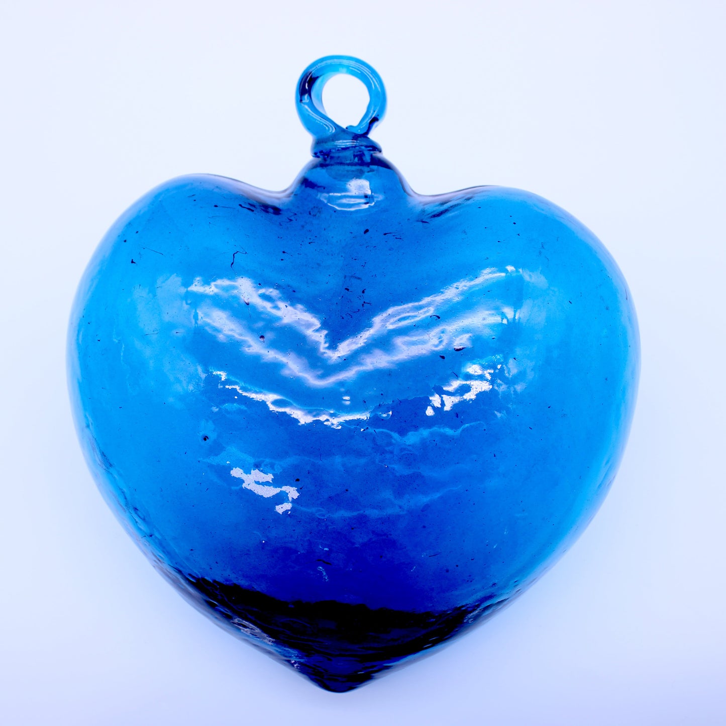 Jumbo Hand-Blown Glass Heart - Ocean Blue | Mexican Artisan Glassware