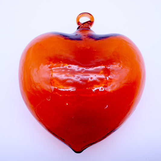 Jumbo blown glass heart orange  | Mexican Artisan