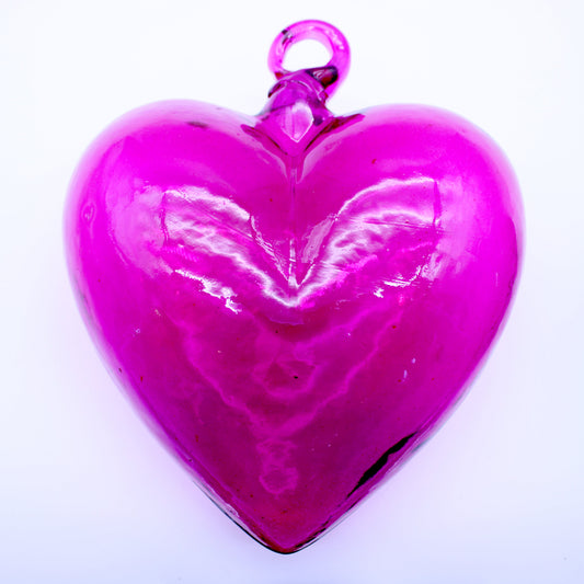 Jumbo blown glass heart pink | Mexican Artisan