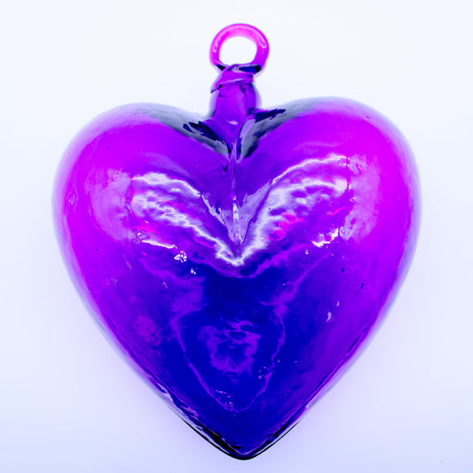 Jumbo blown glass heart purple | Mexican Artisan