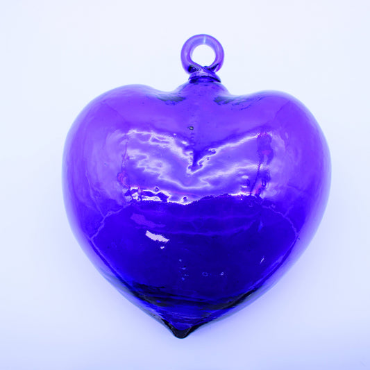 Large blown glass heart deep blue | Mexican Artisan